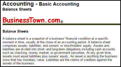 The Balance Sheet: Definitions and Uses