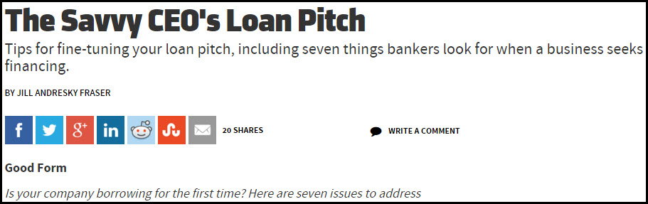 The Savvy CEO’s Loan Pitch