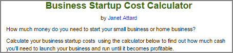Business Startup Expense Calculator