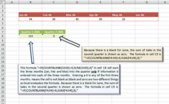 Using the COUNTBLANK Function in Building Financial Statements