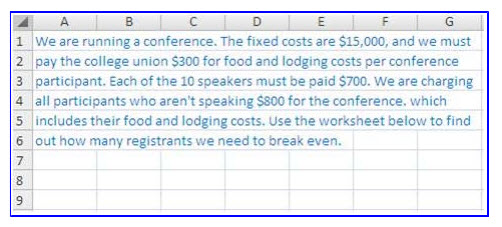 Use Editing, Fill and Justify to Add Instructions to a MS Excel Worksheet