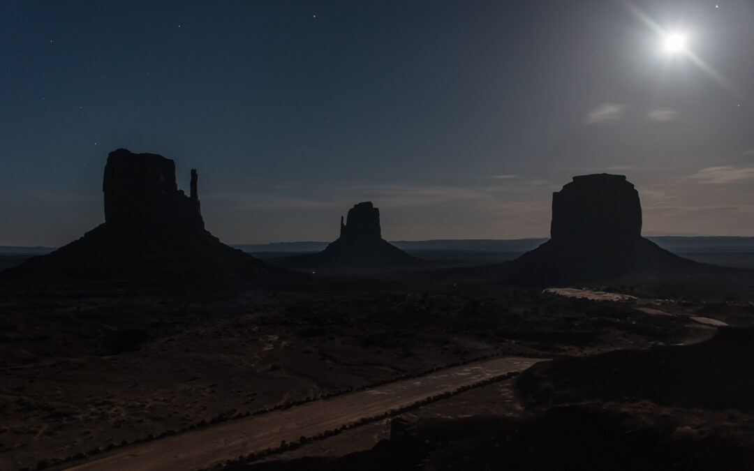 Mittens in Moonlight, Monument Valley, AZ